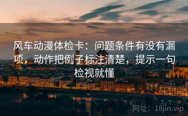 风车动漫体检卡：问题条件有没有漏项，动作把例子标注清楚，提示一句检视就懂