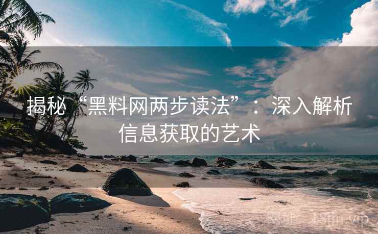 揭秘“黑料网两步读法”:深入解析信息获取的艺术 揭秘“黑料网两步读法”:深入解析信息获取的艺术