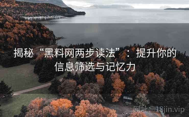 揭秘“黑料网两步读法”：提升你的信息筛选与记忆力