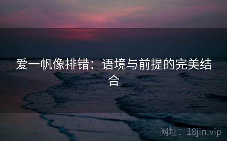 爱一帆像排错：语境与前提的完美结合